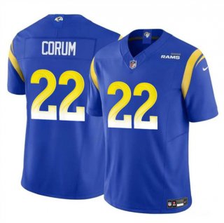 Men's Los Angeles Rams #22 Blake Corum Blue 2024 Draft F.U.S.E. Vapor Untouchable Football Stitched Jersey