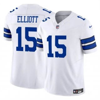 Men's Dallas Cowboys #15 Ezekiel Elliott White 2023 F.U.S.E Vapor Untouchable Limited Football Stitched Jersey