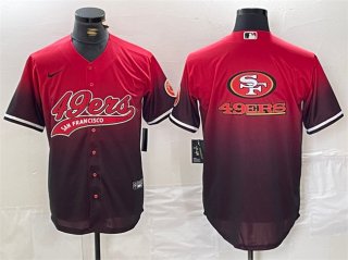 Men's San Francisco 49ers Team Big Logo Red Black With Patch Cool Base Stitched Baseball Jersey