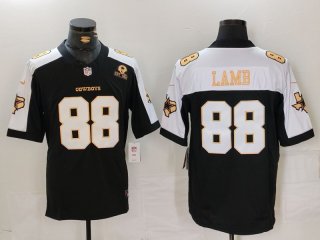 Men's Dallas Cowboys #88 CeeDee Lamb Blue Gold Name Thanksgiving FUSE Vapor Limited Stitched Jersey