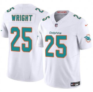 Men's Miami Dolphins #25 Jaylen Wright White 2024 F.U.S.E Vapor Limited Football Stitched Jersey