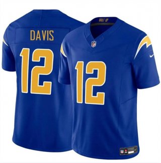 Men's Los Angeles Chargers #12 Derius Davis Royal 2024 F.U.S.E. Vapor Limited Football Stitched Jersey