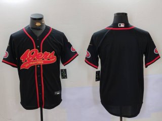 Men's San Francisco 49ers Black With Patch Cool Base Stitched Baseball Jersey