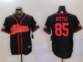 Men's San Francisco 49ers #85 George Kittle Black With Patch Cool Base Stitched Baseball Jerseys