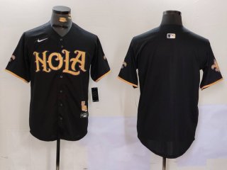 Men's New Orleans Saints Blank Black Cool Base Stitched Baseball Jersey