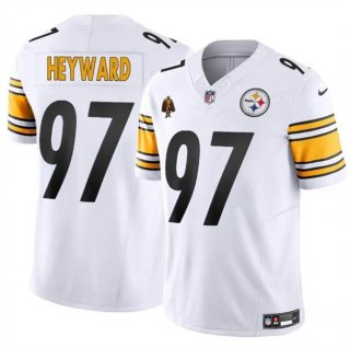 Men's Pittsburgh Steelers #97 Cameron Heyward White F.U.S.E. With Walter Payton Patch Vapor Limited Football Stitched Jersey