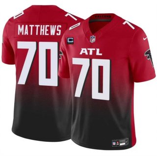 Men's Atlanta Falcons #70 Jake Matthews Red Black 2024 F.U.S.E With 4-Star C Patch Vapor Untouchable Limited Stitched Football Jersey