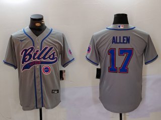 Men's Buffalo Bills #17 Josh Allen Grey Team Cool Base Stitched Baseball Jerseys