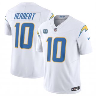 Men's Los Angeles Chargers #10 Justin Herbert White 2024 F.U.S.E. With 4-Star C Patch Vapor Untouchable Limited Stitched Jersey