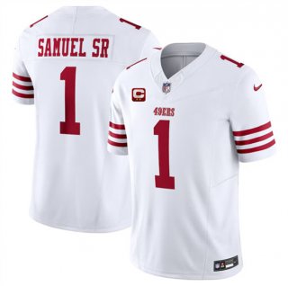 Men's San Francisco 49ers #1 Deebo Samuel SR White 2024 F.U.S.E. With 2-Star C Patch Vapor Untouchable Limited Football Stitched Jersey