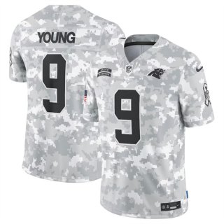 Men's Carolina Panthers #9 Bryce Young 2024 Arctic Camo Salute To Service Limited Stitched Football Jersey