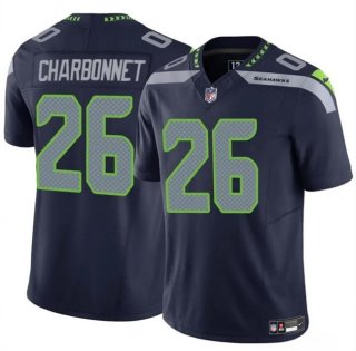 Men's Seattle Seahawks #26 Zach Charbonnet Navy 2024 F.U.S.E Vapor Limited Stitched Football Jersey