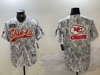 Men's Kansas City Chiefs Team Logo 2024 Arctic Camo Salute to Service Stitched Baseball Jerseys