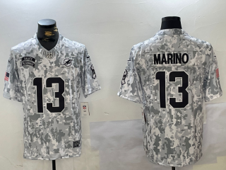 Men's Miami Dolphins #13 Dan Marino Arctic Camo 2024 FUSE Salute to Service Limited Stitched Jersey