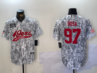 Men's San Francisco 49ers #97 Nick Bosa Arctic Camo 2024 Salute to Service Stitched Baseball Jersey