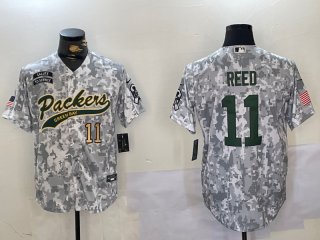 Men's Green Bay Packers #11 Jayden Reed 2024 Arctic Camo Salute To Service Stitched Baseball Jerseys