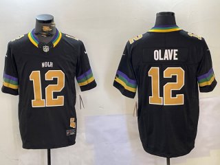 Men's New Orleans Saints #12 Chris Olave Black 2024 F.U.S.E. Vapor Limited Stitched Jerseys