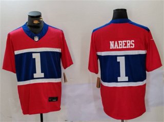 Men's New York Giants #1 Malik Nabers Red 2024 F.U.S.E. Vapor Untouchable Limited Football Stitched Jersey