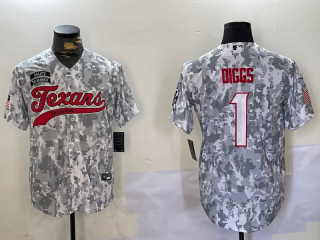 Men's Houston Texans #1 Stefon Diggs Arctic Camo 2024 Salute to Service Stitched Baseball Jersey