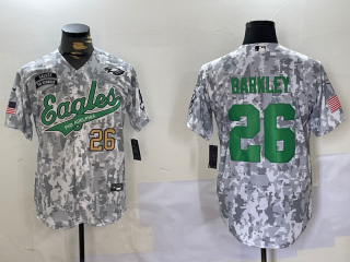 Men's Philadelphia Eagles #26 Saquon Barkley Arctic Camo 2024 Salute to Service Stitched Baseball Jerseys