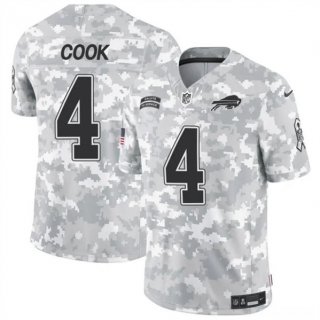 Men's Buffalo Bills #4 James Cook 2024 F.U.S.E. Arctic Camo Salute to Service Limited Football Stitched Jersey