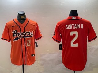 Men's Denver Broncos #2 Pat Surtain II Orange Cool Base Stitched Baseball Jersey