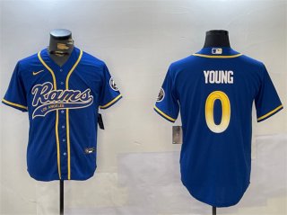 Men's Los Angeles Rams #0 Byron Young Royal Cool Base Stitched Baseball Jerseys