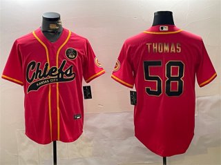 Men's Kansas City Chiefs #58 Derrick Thomas Red Gold Cool Base Stitched Baseball Jersey