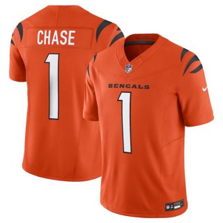 Men's Cincinnati Bengals #1 Ja'Marr Chase Orange 2023 F.U.S.E. Vapor Untouchable Limited Stitched Jersey