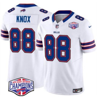 Men's Buffalo Bills #88 Dawson Knox White F.U.S.E. 2024 AFC East Division Champions Vapor Limited Stitched Football Jersey