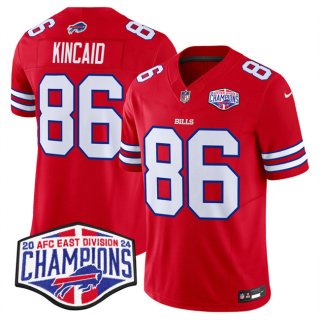 Men's Buffalo Bills #86 Dalton Kincaid Red F.U.S.E. 2024 AFC East Division Champions Vapor Limited Stitched Football Jersey