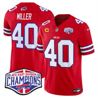 Men's Buffalo Bills #40 Von Miller Red F.U.S.E. 2024 AFC East Division Champions With 4-Star C Ptach Vapor Limited Stitched Football Jersey