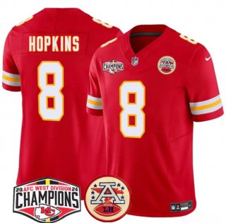 Men's Kansas City Chiefs #8 DeAndre Hopkins Red F.U.S.E. 2024 AFC West Division Champions Vapor Limited Stitched Football Jersey