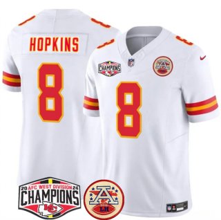 Men's Kansas City Chiefs #8 DeAndre Hopkins White F.U.S.E. 2024 AFC West Division Champions Vapor Limited Stitched Football Jersey