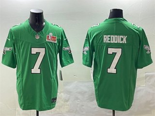 Men's Philadelphia Eagles #7 Haason Reddick Green 2025 Super Bowl LIX Patch F.U.S.E. Throwback Vapor Untouchable Limited Stitched Football Jersey