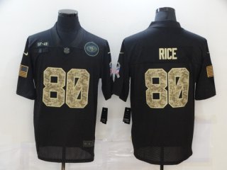 Men's San Francisco 49ers #80 Jerry Rice Black Camo 2020 Salute To Service Stitched NFL Nike Limited Jersey