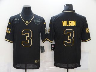 Men's Seattle Seahawks #3 Russell Wilson Black Gold 2020 Salute To Service Stitched NFL Nike Limited Jersey