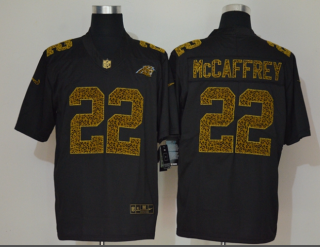 Men's Carolina Panthers #22 Christian McCaffrey Black 2020 Nike Flocked Leopard Print Vapor Limited NFL Jersey