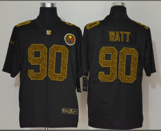 Men's Pittsburgh Steelers #90 T. J. Watt Black 2020 Nike Flocked Leopard Print Vapor Limited NFL Jersey