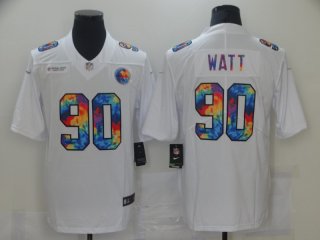 Men Pittsburgh Steelers 90 T.J. Watt White Nike Rainbow version 2021 NFL Jersey