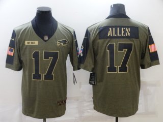 Men's Buffalo Bills #17 Josh Allen Nike Olive 2021 Salute To Service Limited Player Jersey