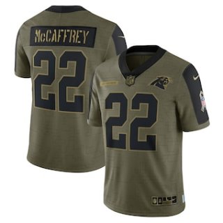 Men's Carolina Panthers #22 Christian McCaffrey Nike Olive 2021 Salute To Service Limited Player Jersey