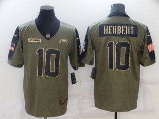 Men's Los Angeles Chargers #10 Justin Herbert Nike Olive 2021 Salute To Service Limited Player Jersey