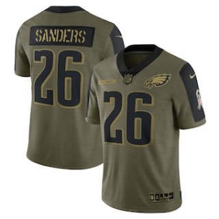 Men's Philadelphia Eagles #26 Miles Sanders Nike Olive 2021 Salute To Service Limited Player Jersey