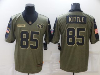 Men's San Francisco 49ers #85 George Kittle Nike Olive 2021 Salute To Service Limited Player Jersey