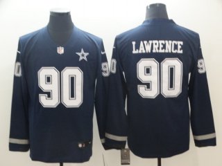 Men's Dallas Cowboys #90 Demarcus Lawrence Navy Therma Long Sleeve Limited Jersey