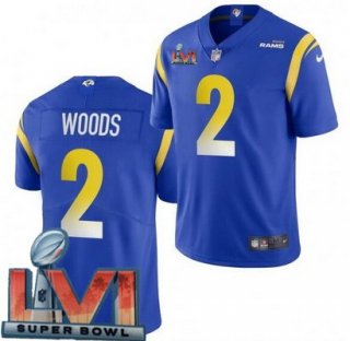 Men's Los Angeles Rams #2 Robert Woods Limited Blue 2022 Super Bowl LVI Bound Vapor Jersey