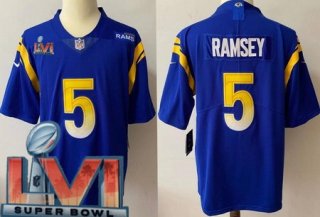 Men's Los Angeles Rams #5 Jalen Ramsey Limited Blue 2022 Super Bowl LVI Bound Vapor Jersey