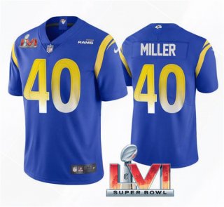 Men's Los Angeles Rams #40 Von Miller 2022 Royal Super Bowl LVI Vapor Limited Stitched Jersey