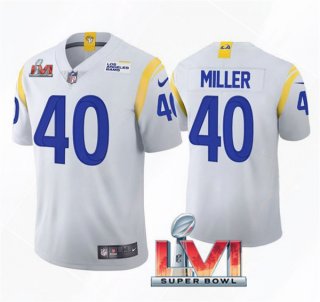 Men's Los Angeles Rams #40 Von Miller 2022 White Super Bowl LVI Vapor Limited Stitched Jersey